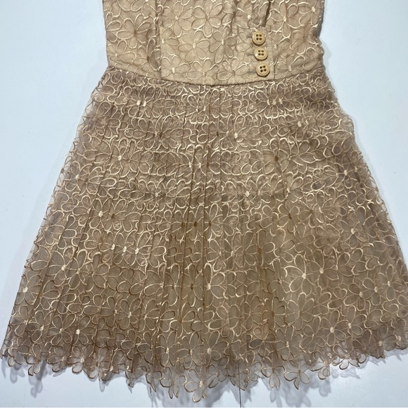 Frock By Tracy Reese Nude Pleated Vintage Inspired Silk Cotton Floral Dress 6 - Picture 7 of 15